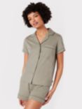 Chelsea Peers Organic Cotton Shirt Short Pyjama Set, Green
