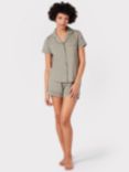 Chelsea Peers Organic Cotton Shirt Short Pyjama Set, Green