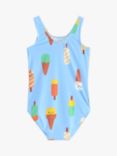 Lindex Kids' Ice Cream Print Classic Swimsuit, Light Blue