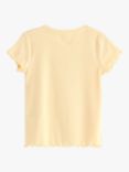 Lindex Kids' Organic Cotton Blend Ribbed Ruffle Short Sleeve Top, Light Yellow