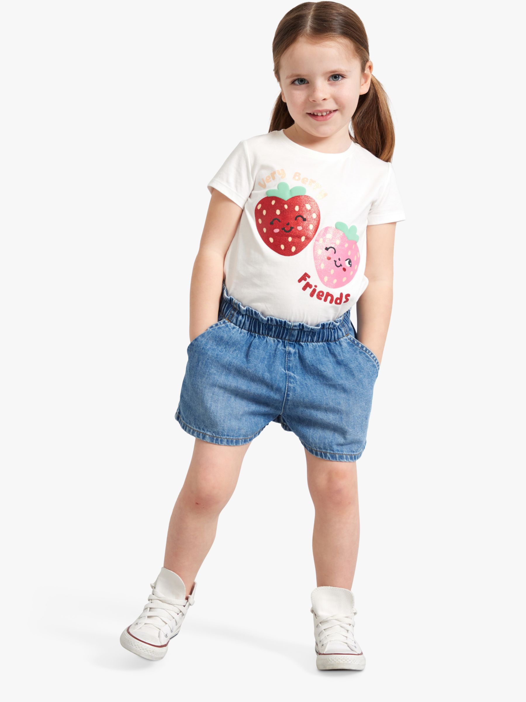 Lindex Kids' Strawberry Very Berry Top, Light Dusty White, 6-7 years