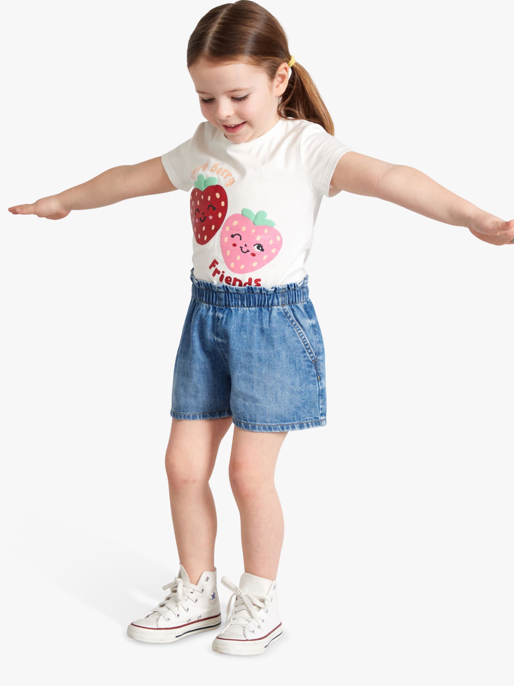 Lindex Kids' Strawberry Very Berry Top, Light Dusty White, 6-7 years