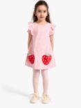 Lindex Kids' Strawberry Pocket Short Sleeve Tunic, Light Pink