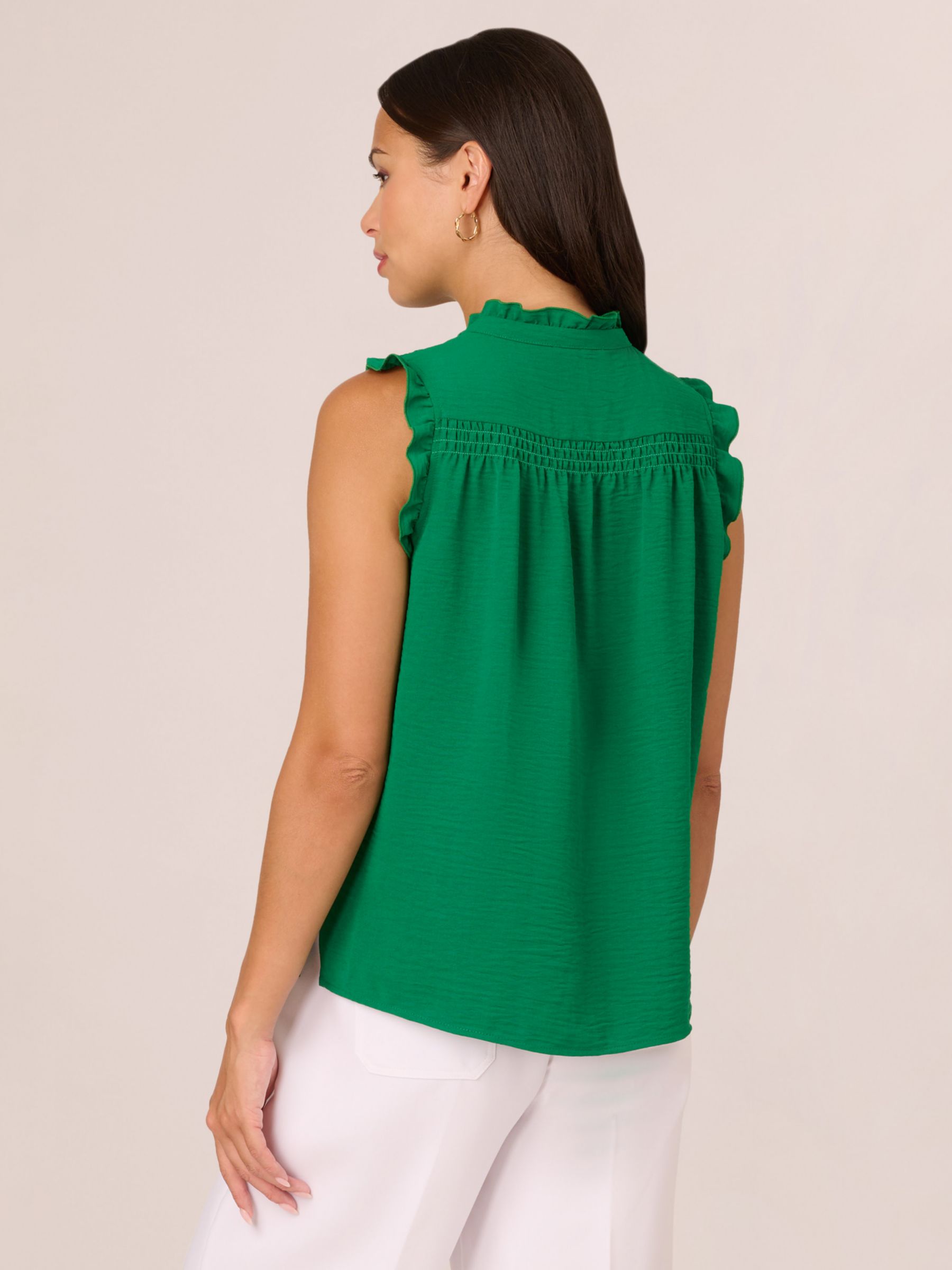 Adrianna Papell Ruffle Edge Sleeveless Top, Kimi Green, XS