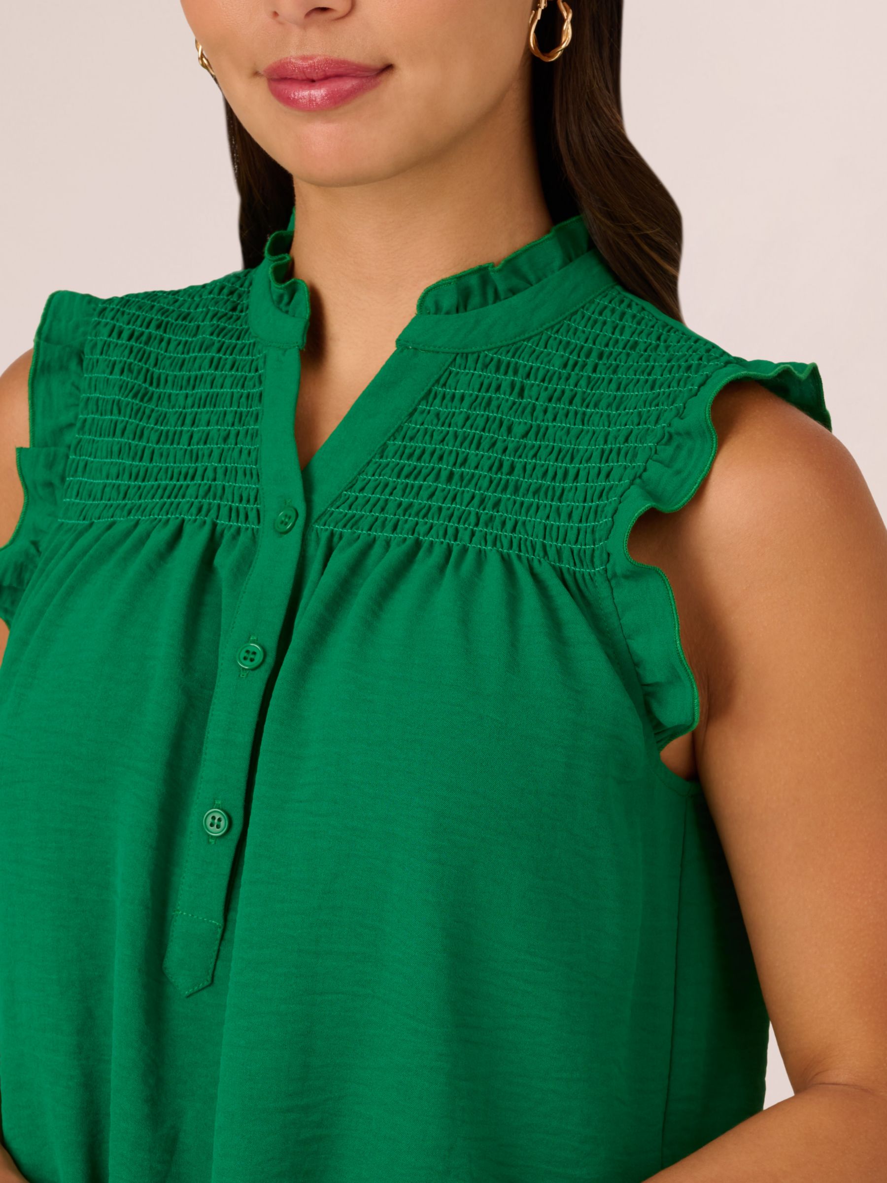 Adrianna Papell Ruffle Edge Sleeveless Top, Kimi Green, XS