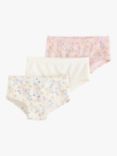 Lindex Kids' Floral Print Hipster Briefs, Pack Of 3, Light Dusty White/Multi