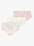 Lindex Kids' Floral Print Hipster Briefs, Pack Of 3, Light Dusty White/Multi