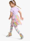 Lindex Kids' Unicorn Print Rainbow Short Sleeve Dress, Light Lilac/Multi