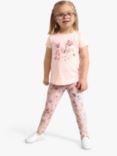 Lindex Kids' Organic Cotton Blend Floral Print Leggings, Light Pink