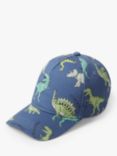 Lindex Kids' Organic Cotton Dinosaur Print Baseball Cap, Dusty Blue