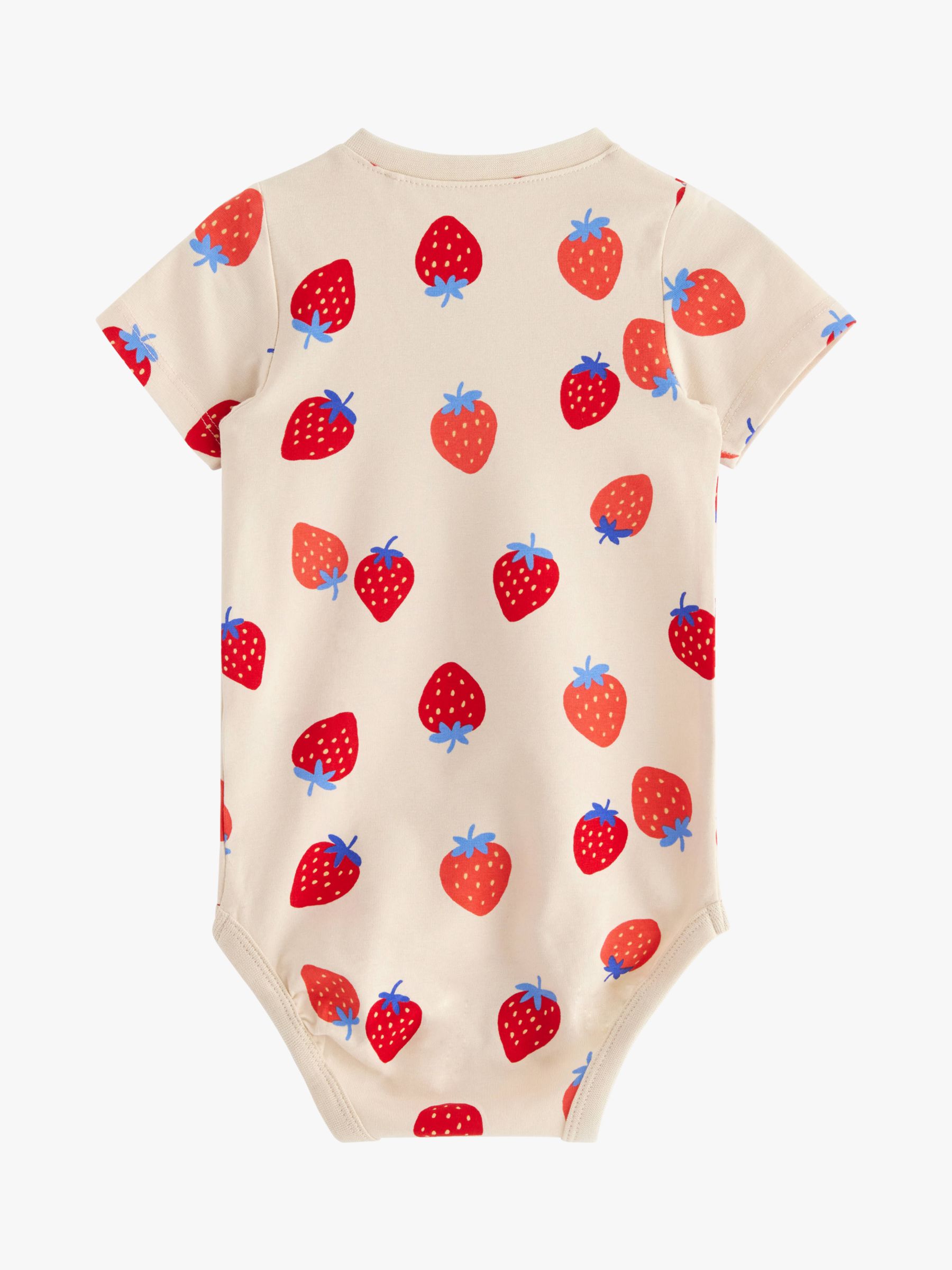 Lindex Baby Organic Cotton Blend Strawberry Print Bodysuit, Light Beige, 4-6 months