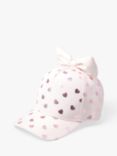 Lindex Kids' Heart Print Bow Detail Baseball Cap, Light Pink
