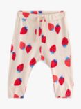 Lindex Baby Organic Cotton Strawberry Print Trousers, Light Beige
