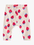 Lindex Baby Organic Cotton Strawberry Print Trousers, Light Beige