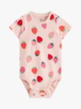 Lindex Baby Organic Cotton Blend Strawberry Print Bodysuit, Light Pink