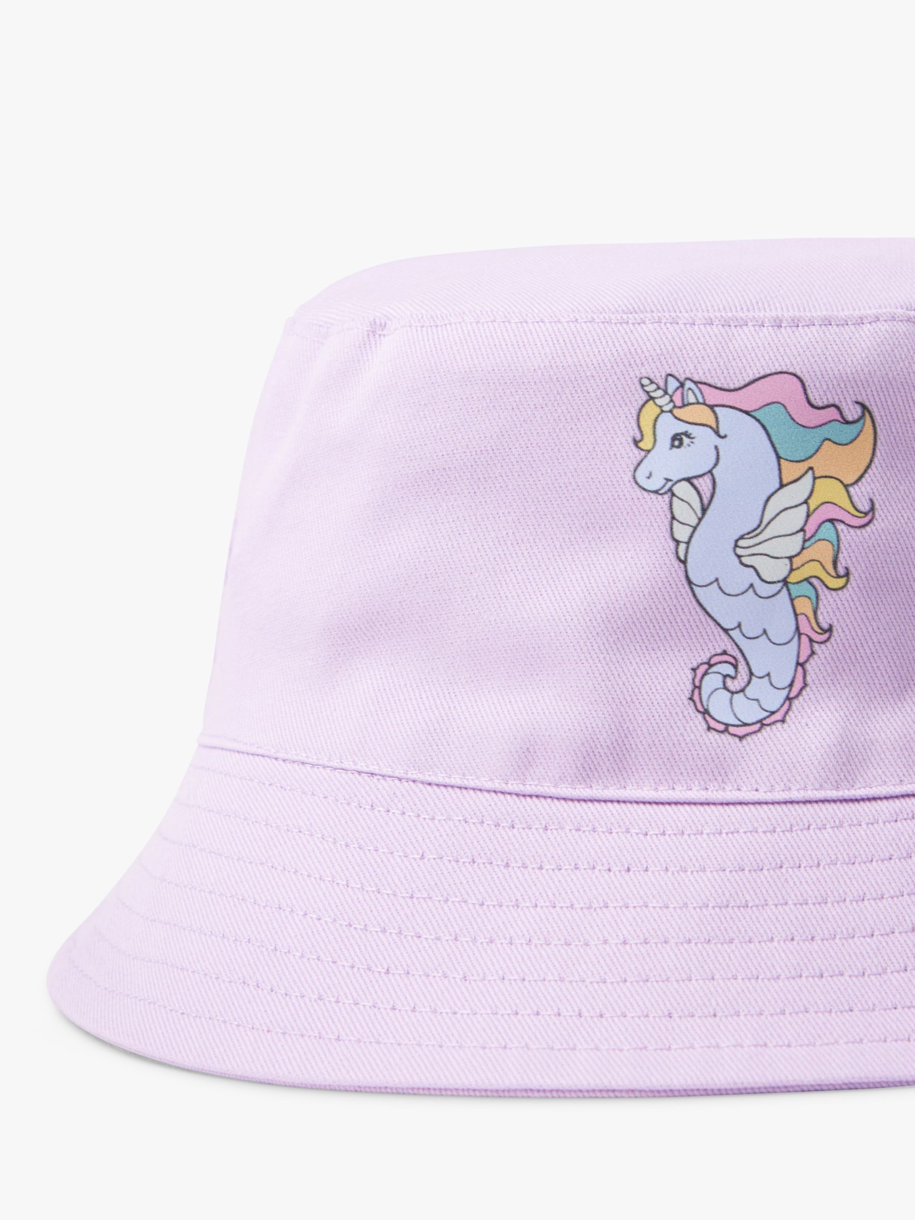 Lindex Kids' Organic Cotton Unicorn Reversible Bucket Hat, Light Lilac, 2-3 years