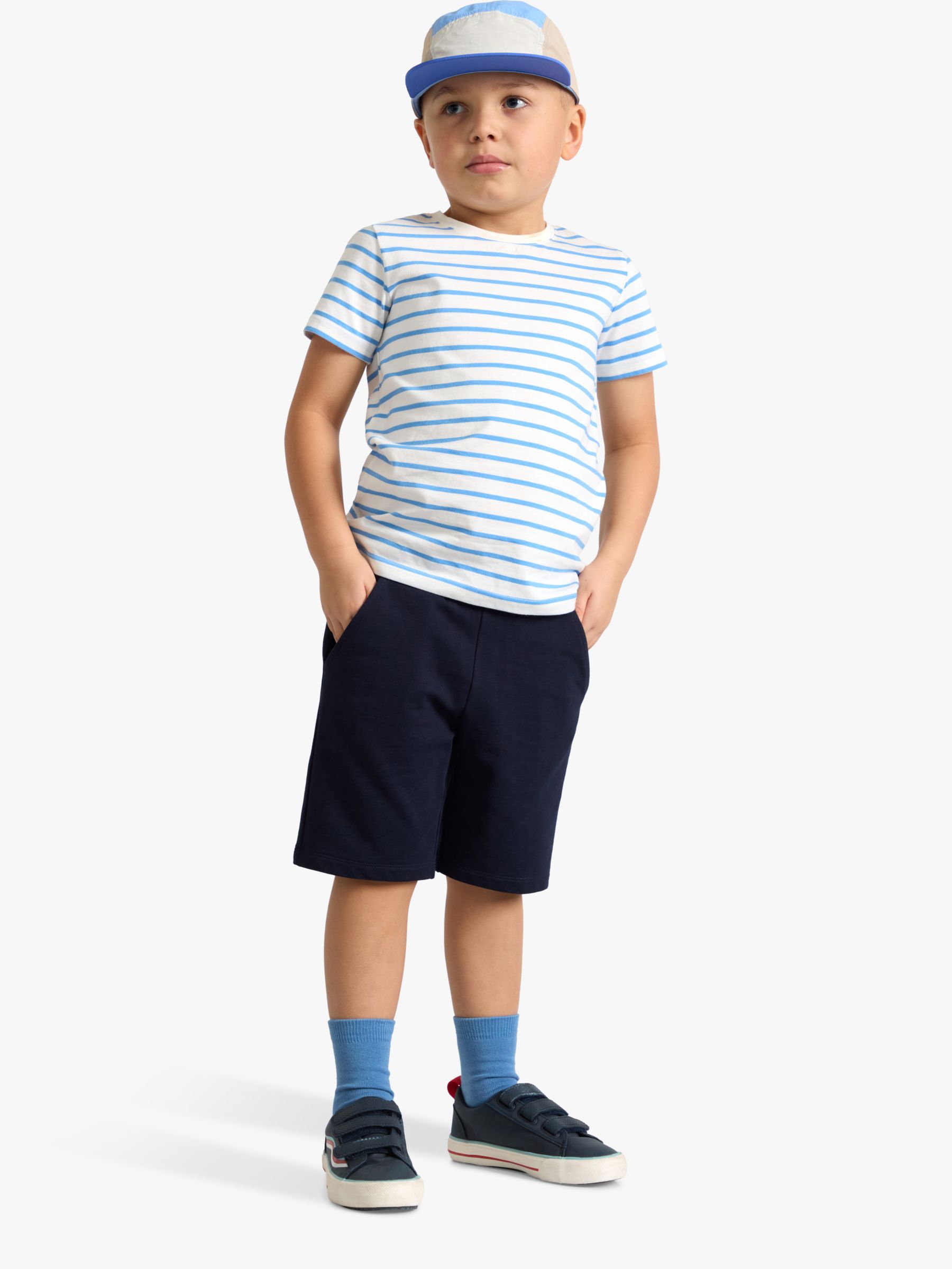 Lindex Kids' Organic Cotton Solid Comfy Shorts, Dark Navy, 2-4 years