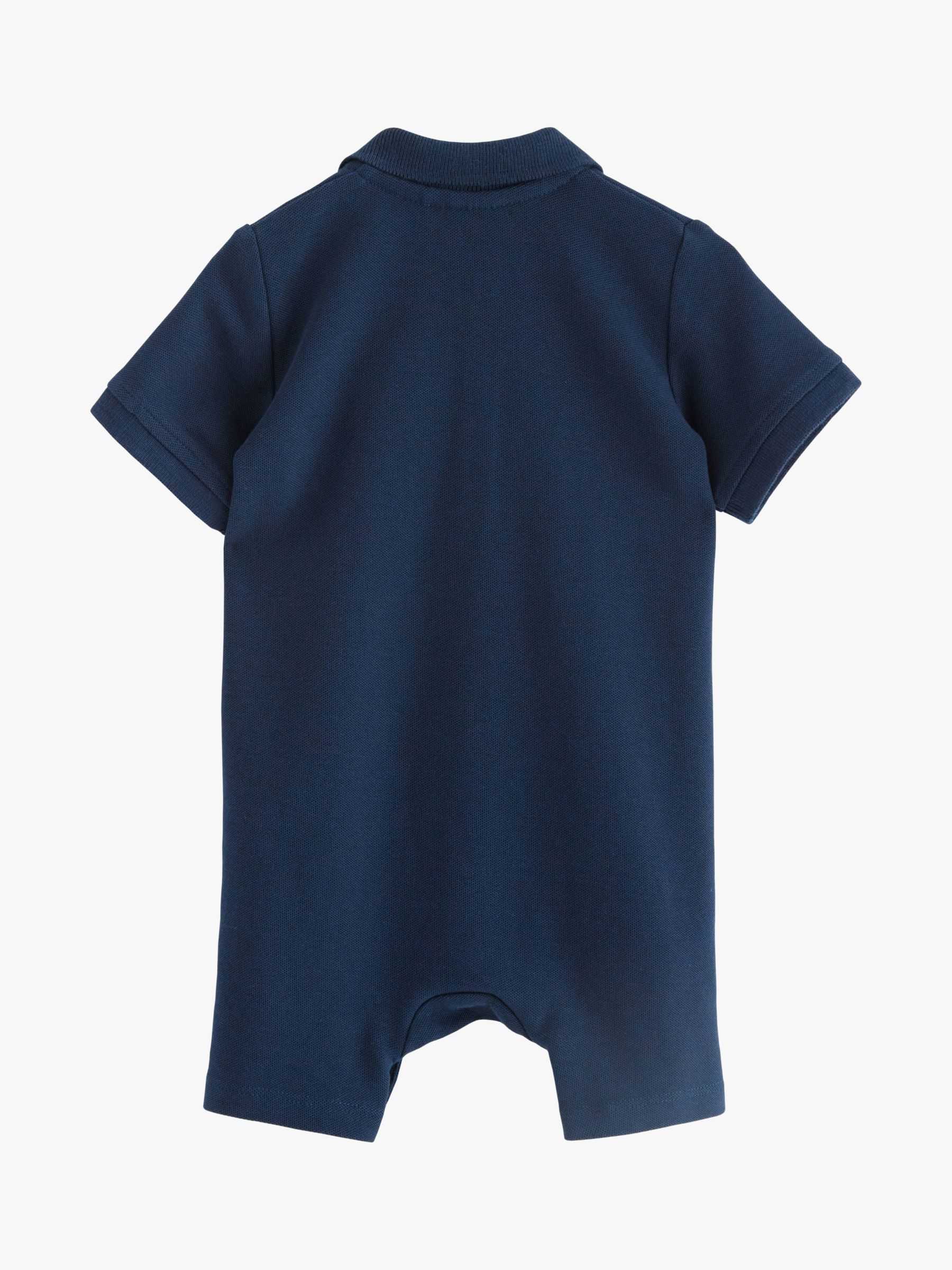 Lindex Baby Organic Cotton Collar Button Detail Romper, Dark Blue, 12-18 months