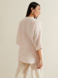 Phase Eight Posie Button Front Linen Top, Pastel Pink