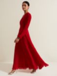 Phase Eight Vila Pleated Maxi Dress, Red