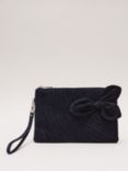 Phase Eight Suede Bow Clutch Bag, Navy