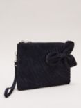 Phase Eight Suede Bow Clutch Bag, Navy