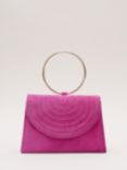 Phase Eight Ring Handle Suede Clutch Bag, Pink