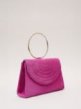 Phase Eight Ring Handle Suede Clutch Bag, Pink