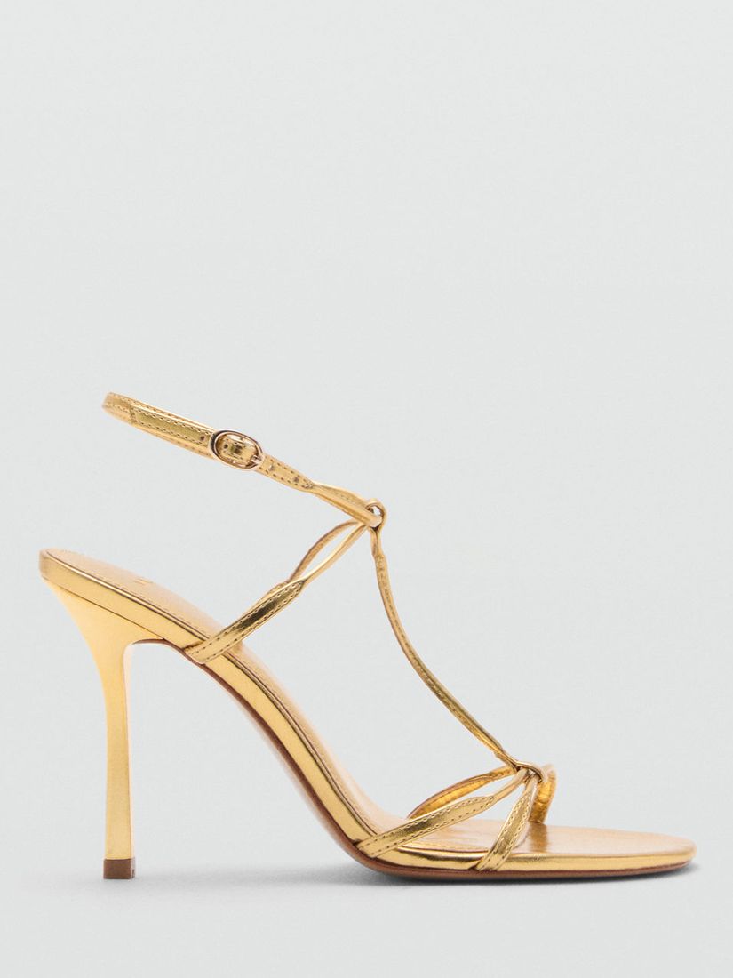 Mango Dina Stiletto Heel Sandals, Gold, 2