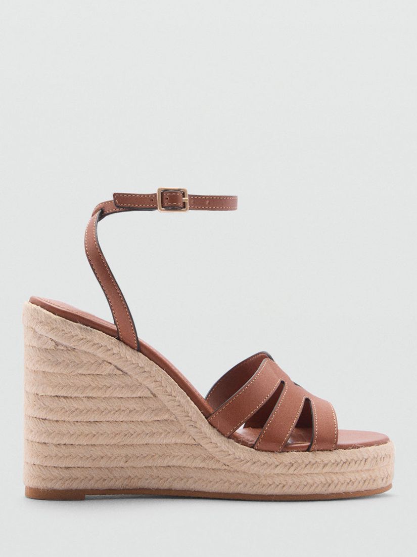 Mango Aurora Espadrille Wedge Sandals, Tan, 2