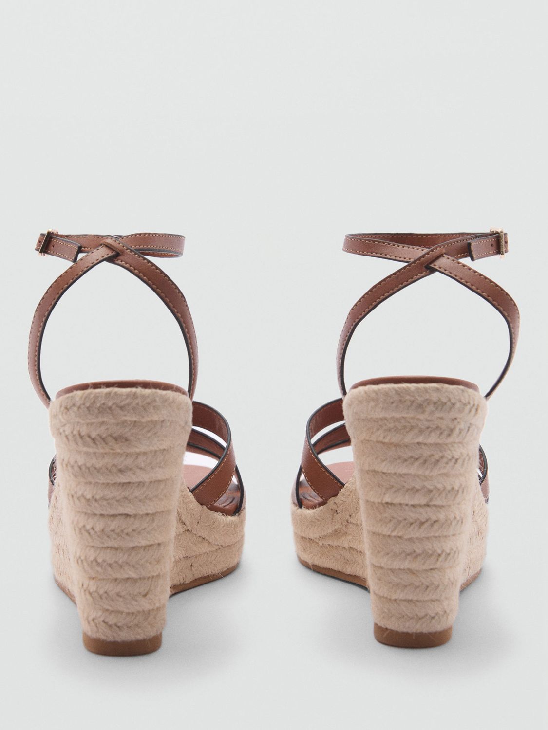 Mango Aurora Espadrille Wedge Sandals, Tan, 2