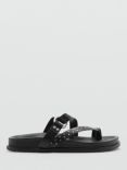 Mango Ester Strappy Studded Leather Sandals, Black