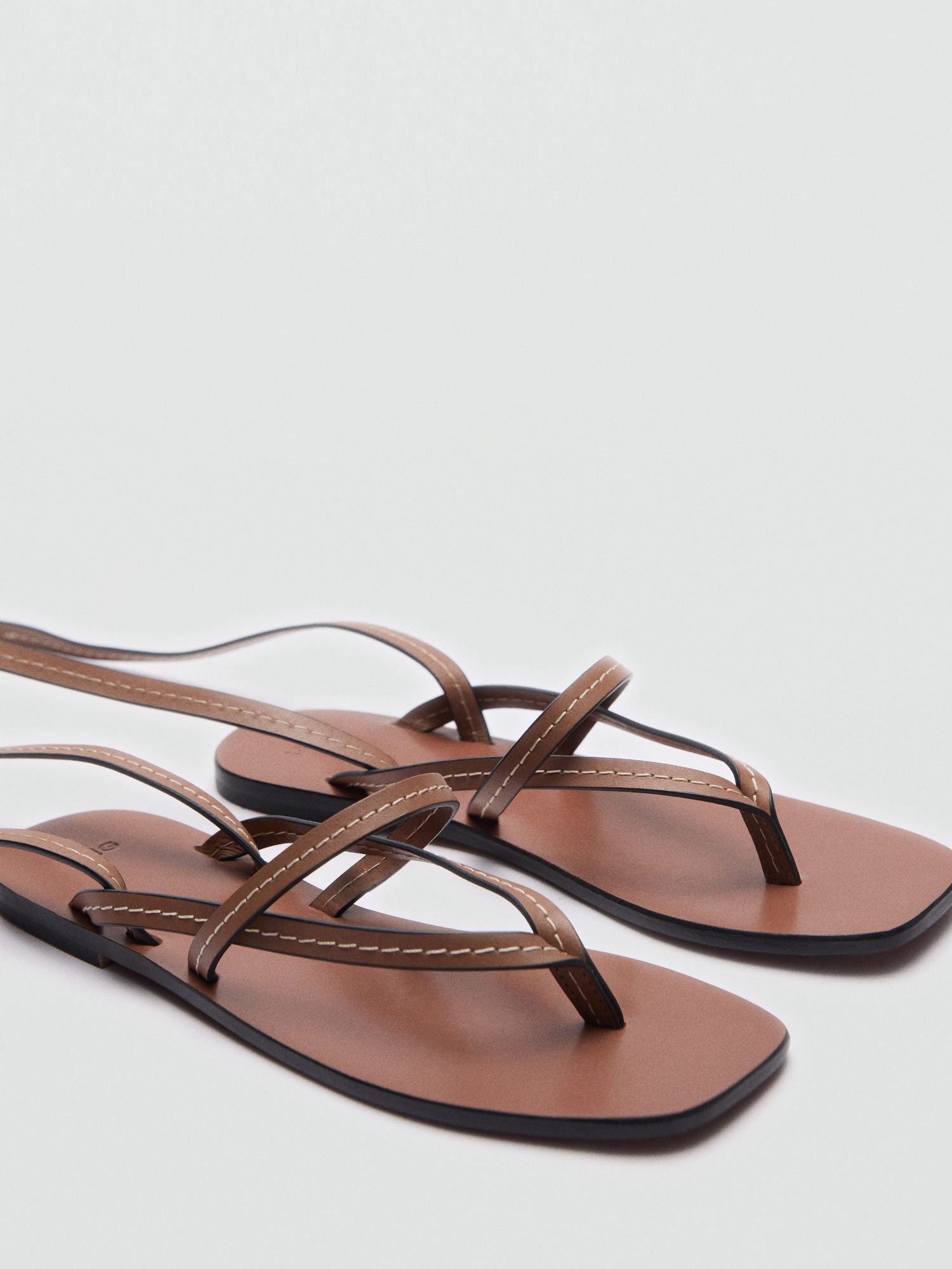 Mango Tiza Leather Sandals, Brown, 2