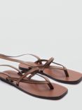 Mango Tiza Leather Sandals, Brown