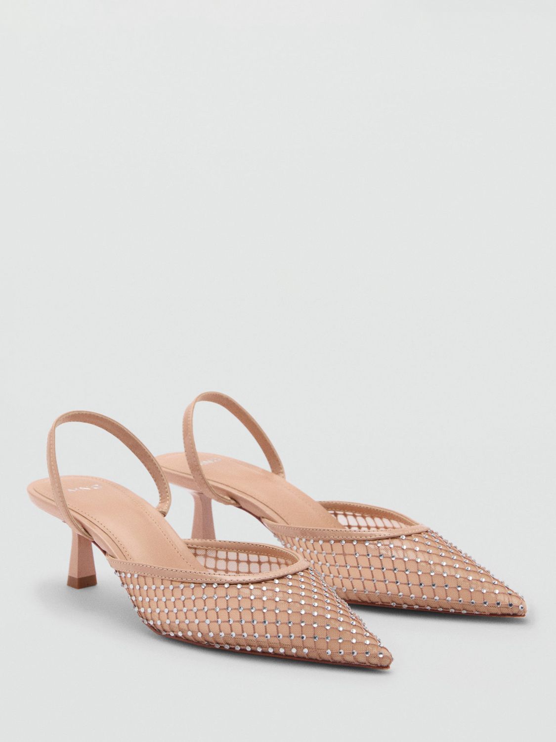 Mango Greta Slingback Court Shoes, Pastel Pink, 2