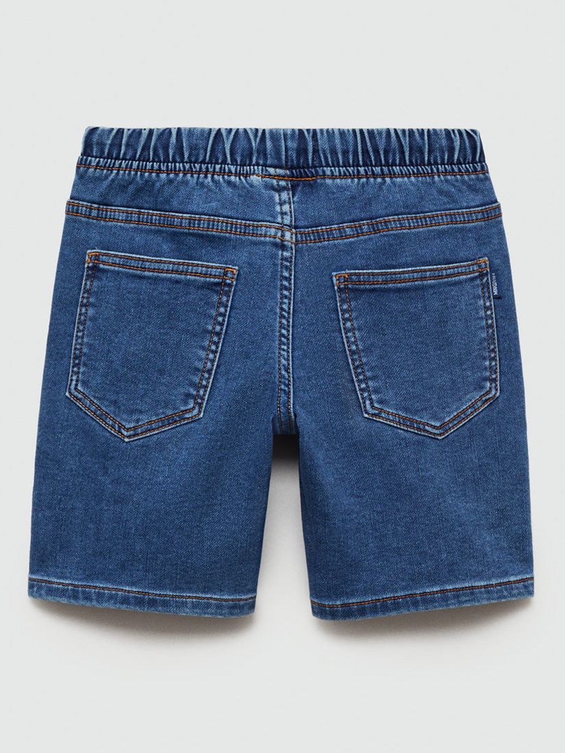 Mango Kids' Comfy Denim Drawstring Bermuda Shorts, Navy