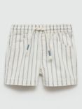 Mango Kids' Aron Stripe Drawstring Bermuda Shorts, Blue/White