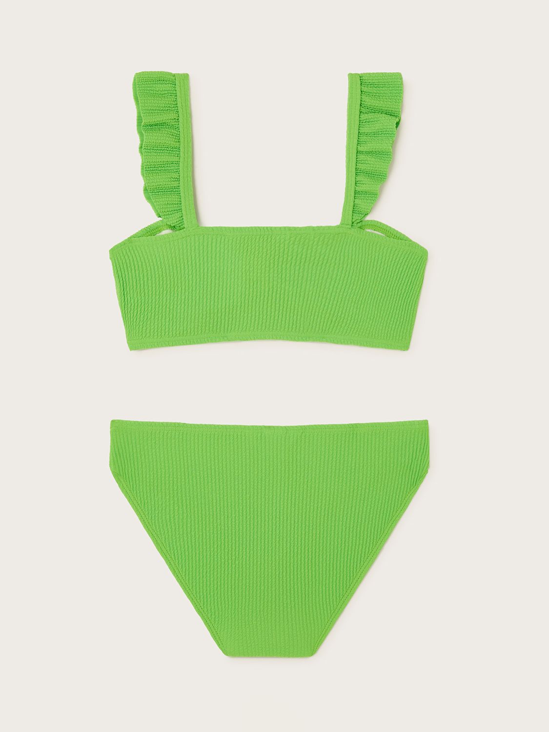 Monsoon Kids' Textured Tie Bow Detail Bikini, Green, 3-4 years