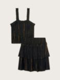 Monsoon Kids' Storm Sparkle Top & Skirt Set, Black
