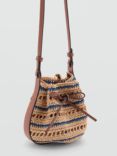 Mango Stripe Drawstring Bag, Navy/Brown