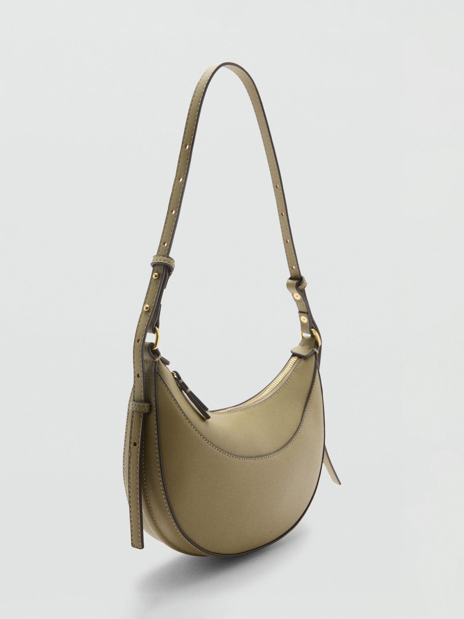 Mango Lago Oval Small Short Handle Handbag, Beige