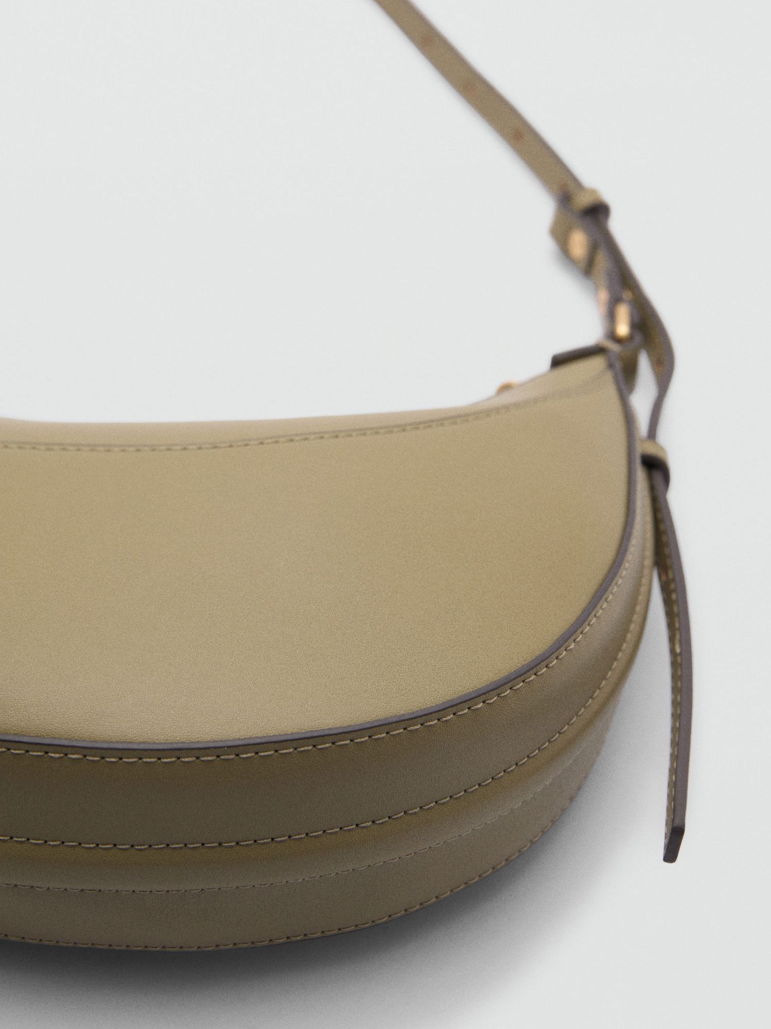 Mango Lago Oval Small Short Handle Handbag, Beige