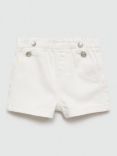 Mango Kids' Sailor Button Detail Elastic Waist Denim Shorts, White