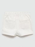 Mango Kids' Sailor Button Detail Elastic Waist Denim Shorts, White