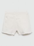 Mango Kids' Clara Embroidered Frayed Hem Denim Shorts, White