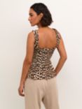 KAFFE Amber Smock Sleeveless Slim Fit Top, Classic Leopard