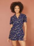 Yumi Sealife Print Playsuit, Navy/Multi