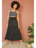 Yumi Tiered Midi Skirt, Black