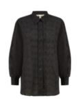 Yumi Organic Cotton Broderie Anglaise Long Sleeve Shirt, Black