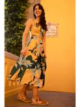 Yumi Leaf Print Midi Skirt, Multi